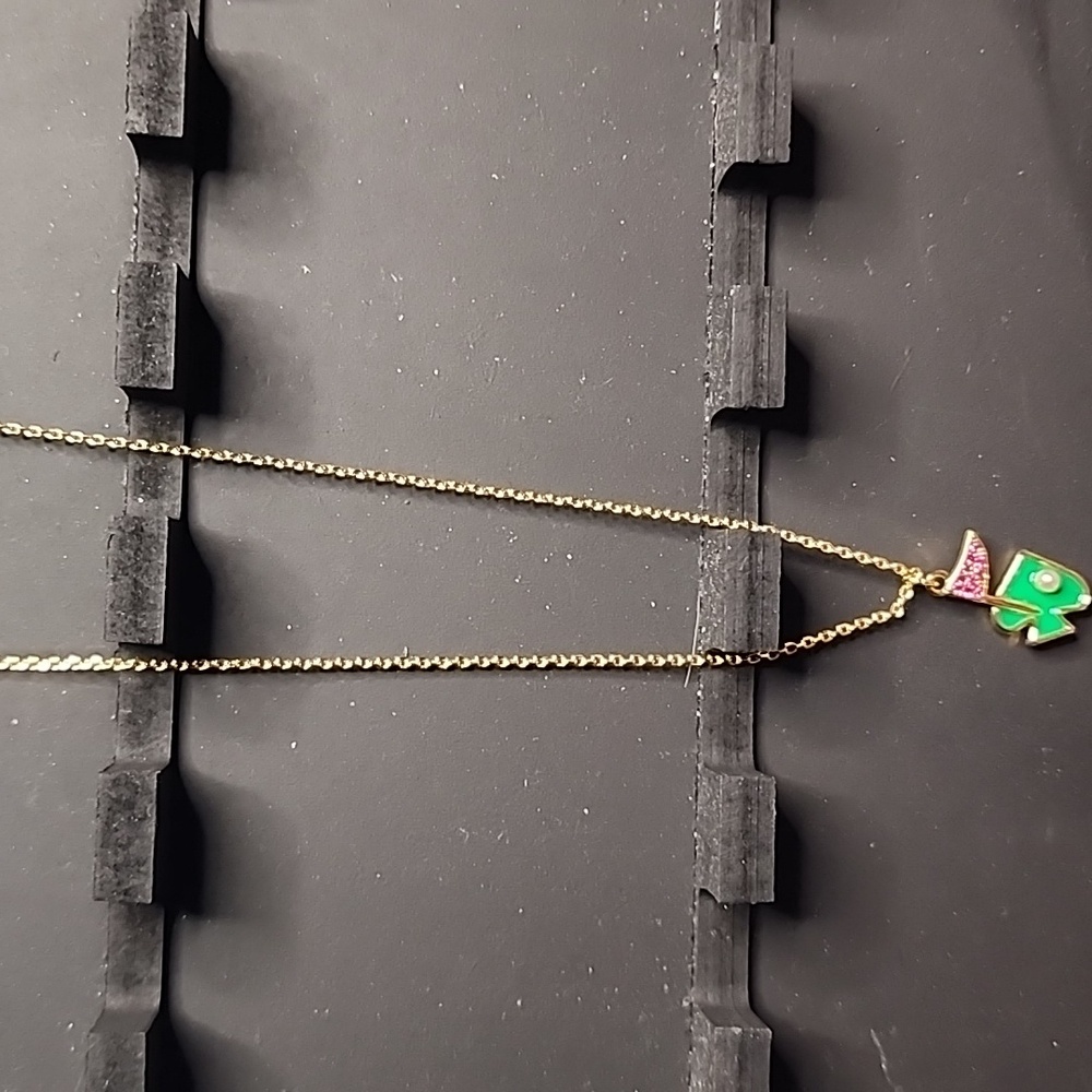 Gold and Green Pendant Necklace